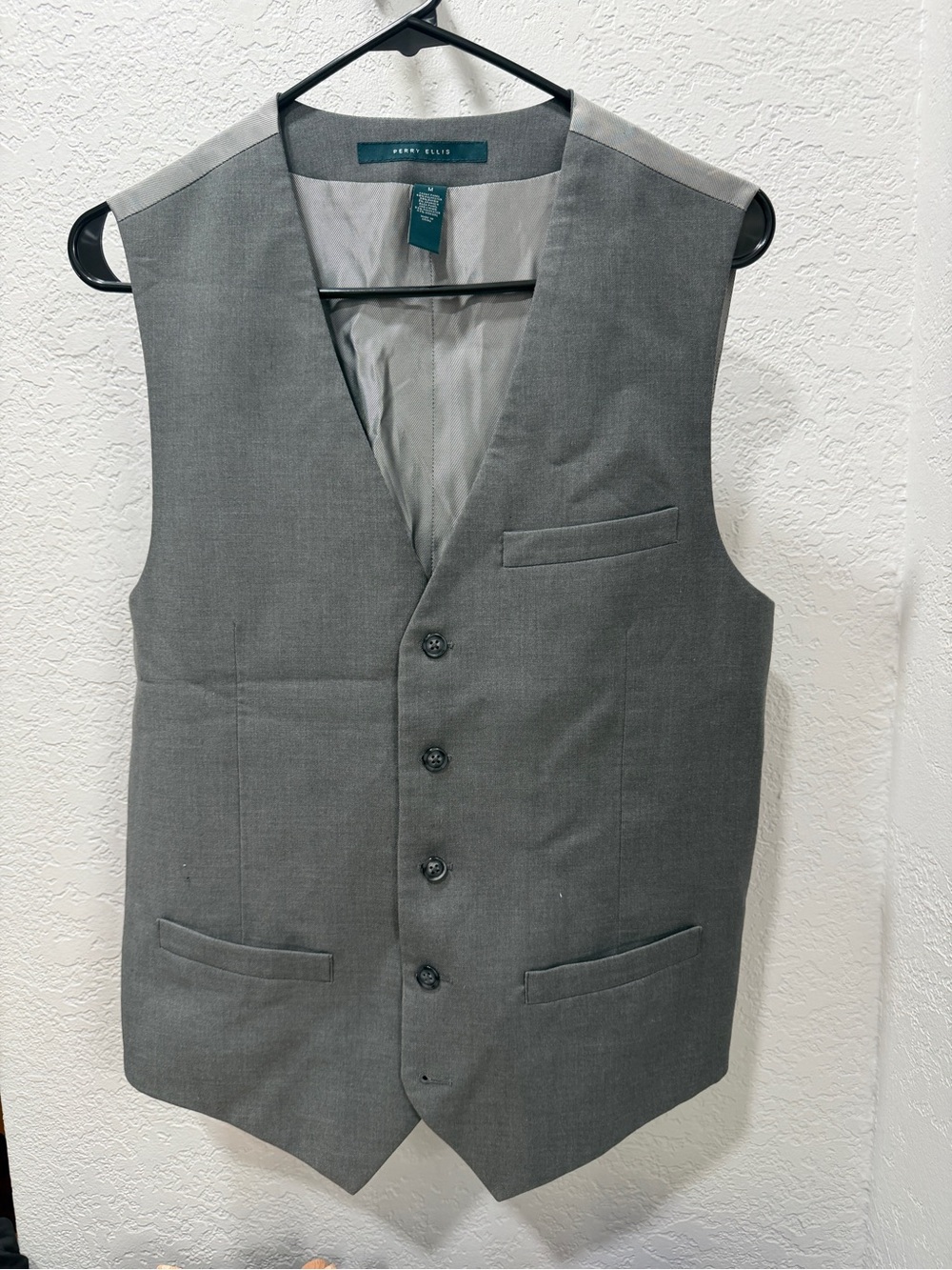 Perry Ellis Men's Charcoal Gray Dress Vest